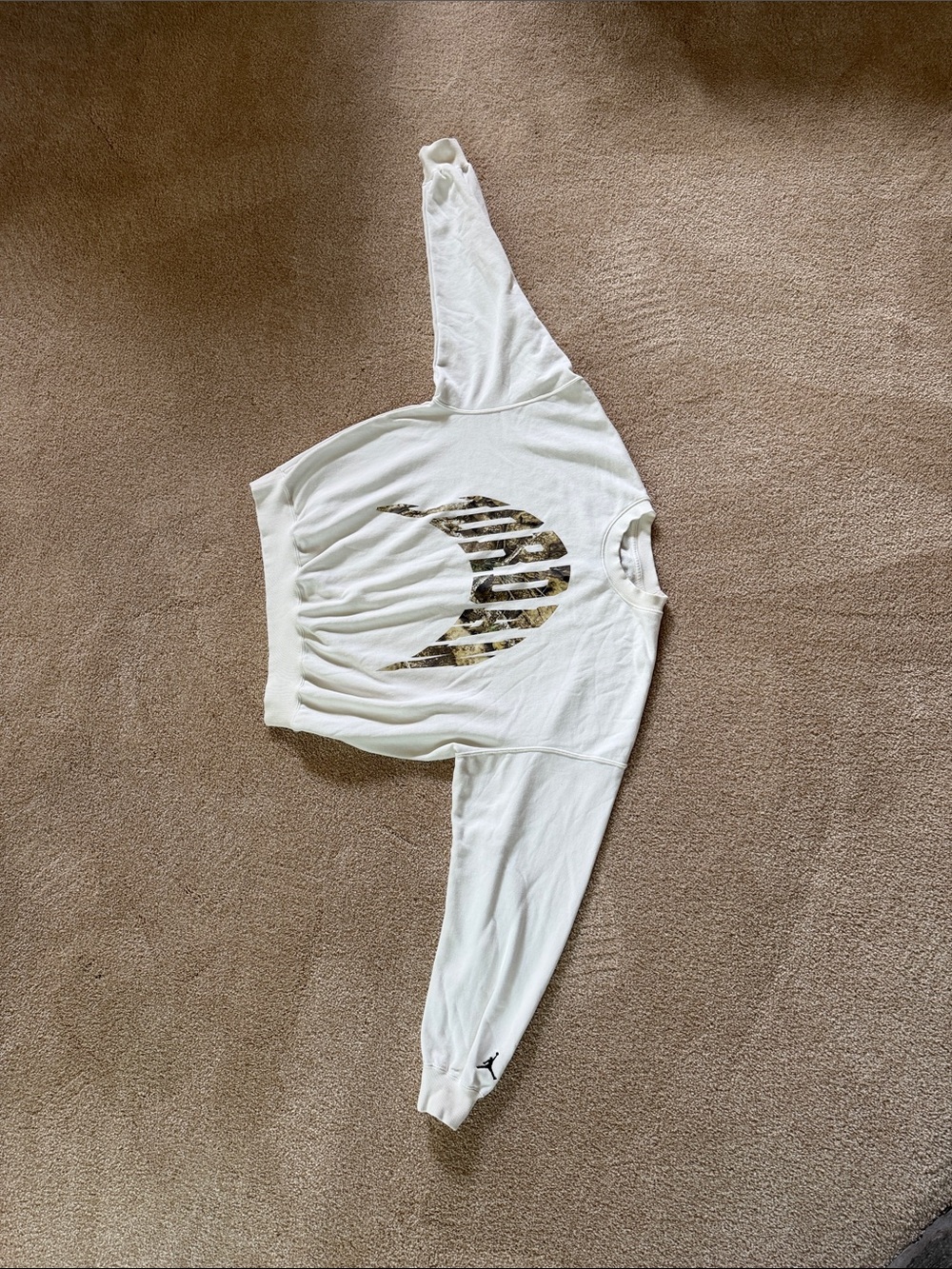Jordan White Crop Sweatshirt with Metallic Crescent Graphic